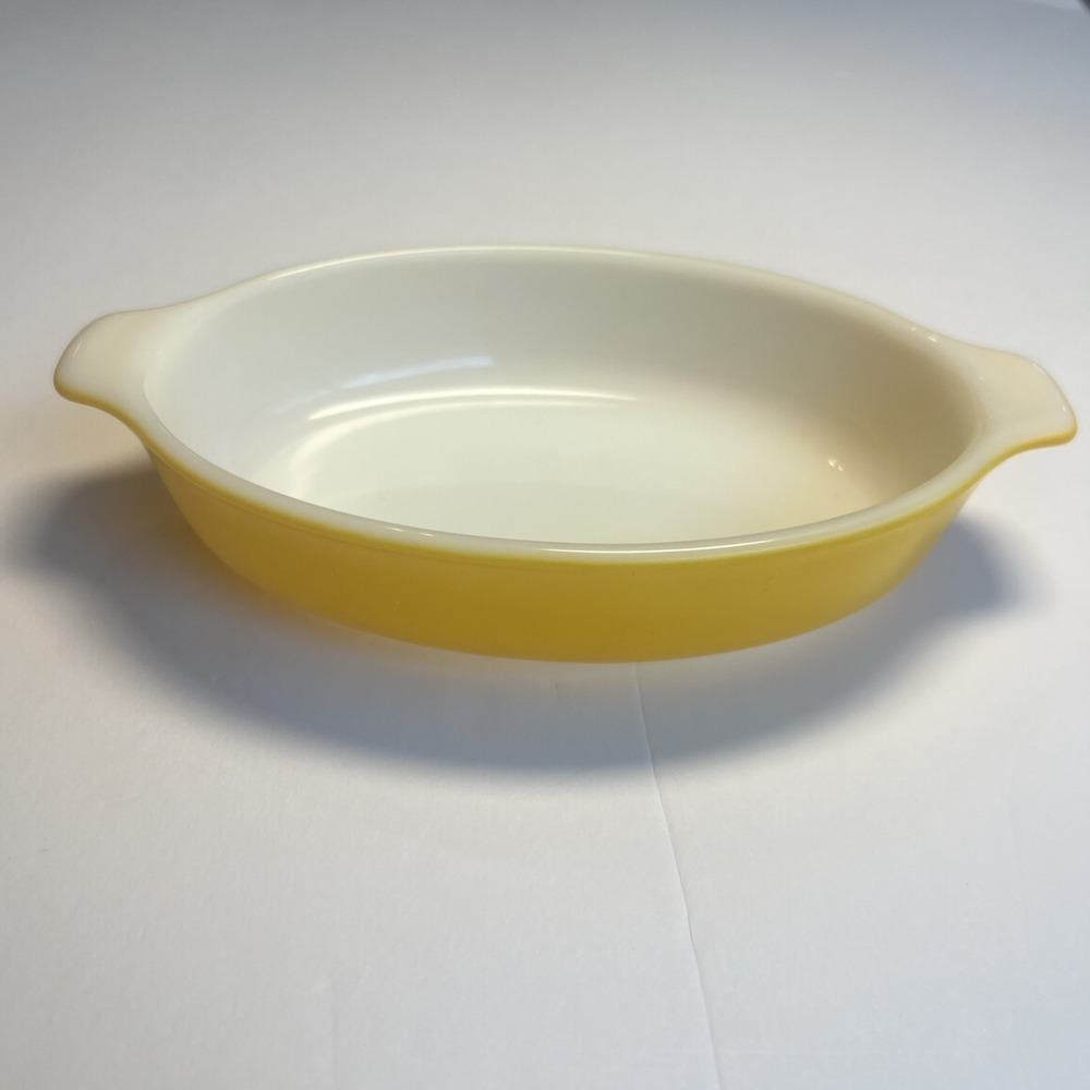 Vintage Pyrex Au Gratin Dish 700‎ Yellow Gold Oval Utility 10oz